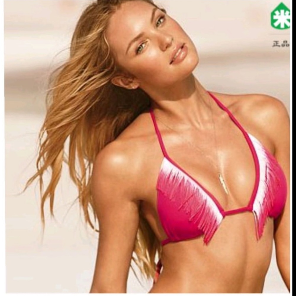Victoria’s Secret pink ombré fringe bikini top